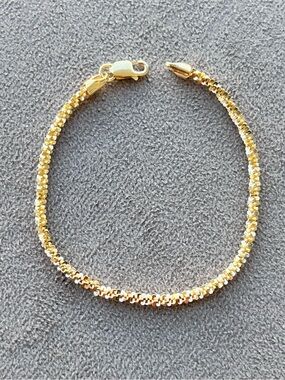 Gold Filled Twisted Rock Chain Bracelet 7.5”